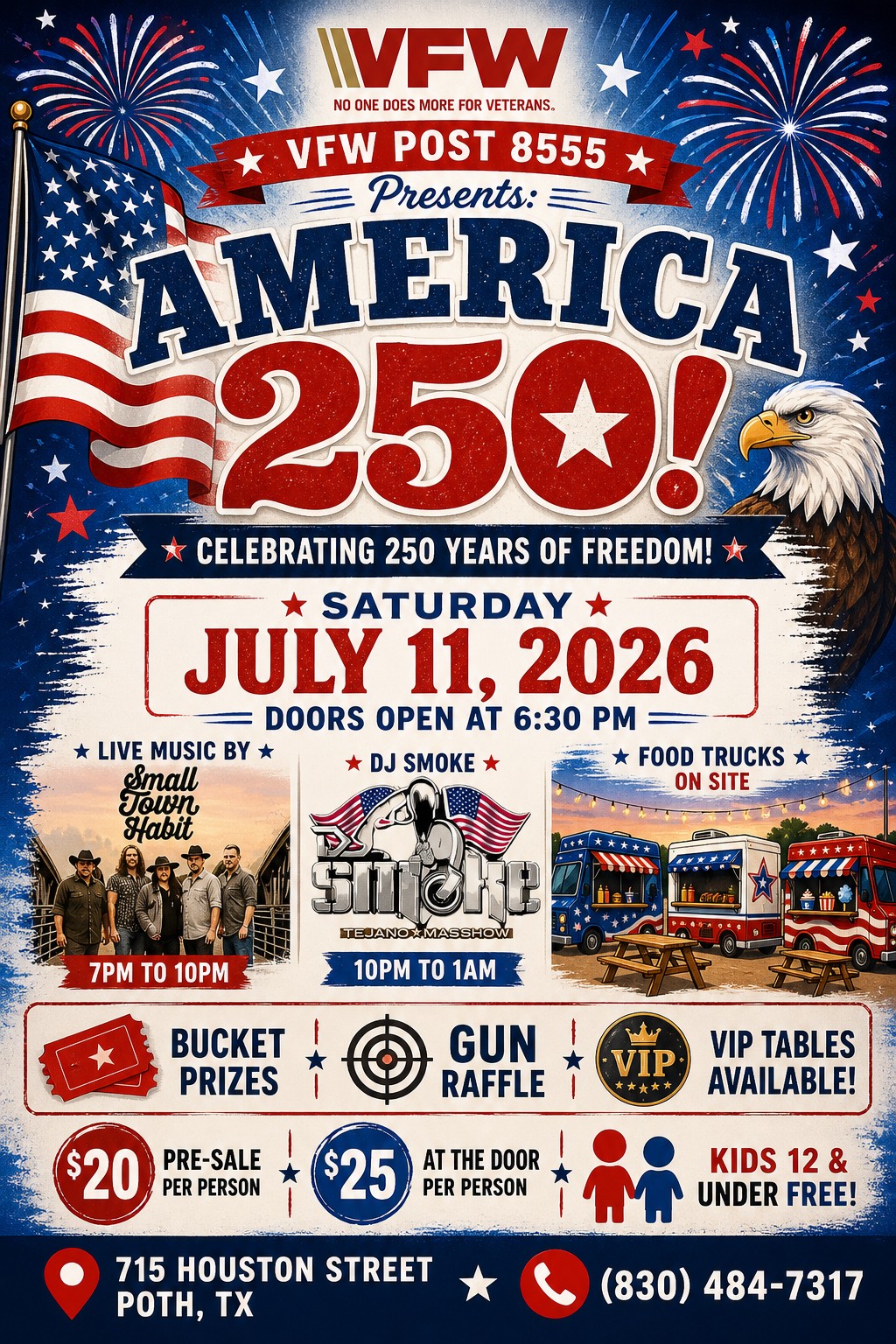 VFW Post 8555 America 250! Flyer - July 11, 2026