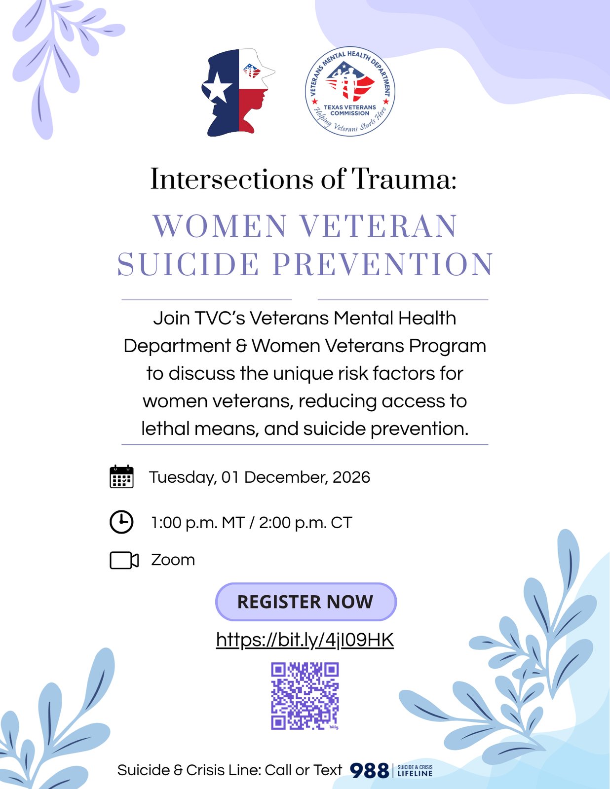 Women Veteran Suicide Prevention flyer